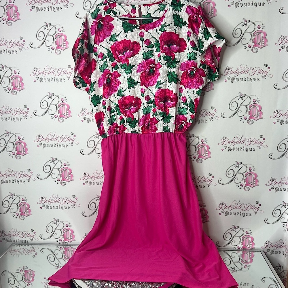 Boston maid dress vintage Floral Pink and White Maxi Dress retro
